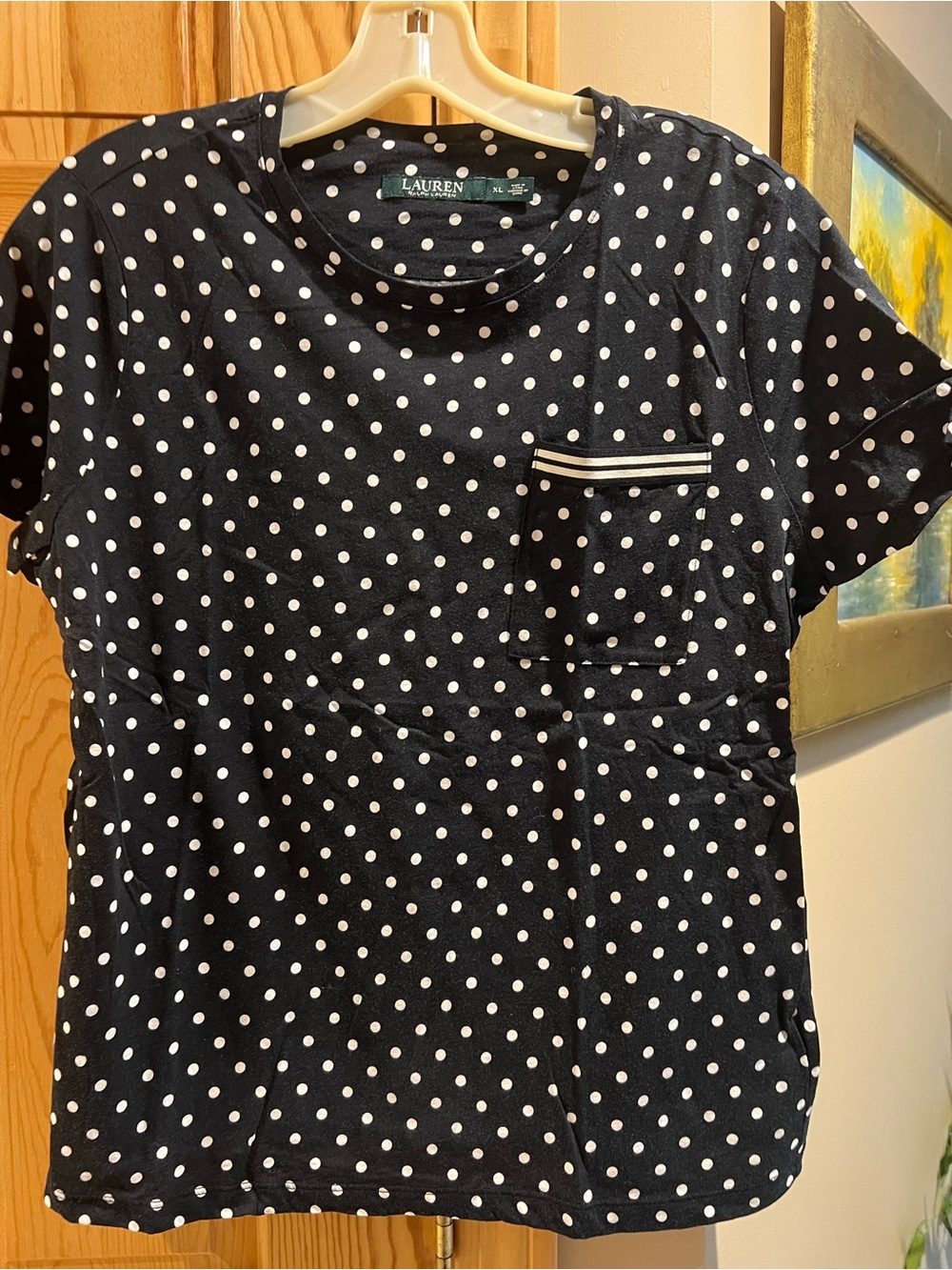 Ralph Lauren Navy & White Polka Dot Short Sleeve Tee
